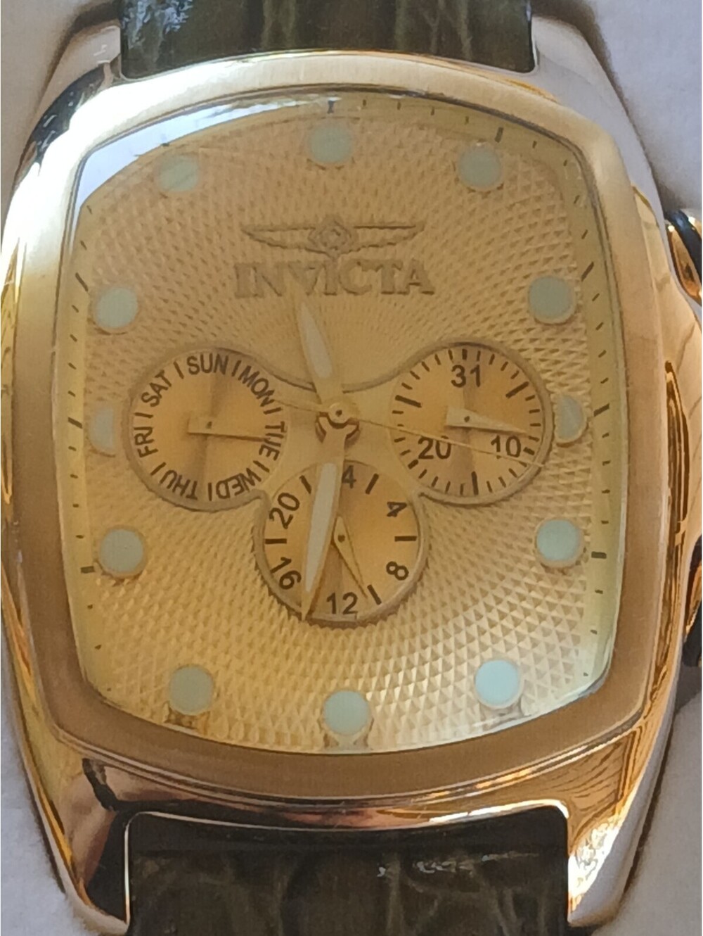Invicta Gold tone Lupah Ltd Ed. Mod 0068 Watch & 5 Leather Bands NIB w Papers - Picture 9 of 10
